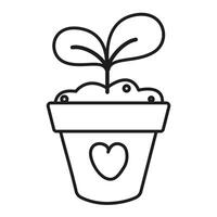 Seedling in a pot outline isolated on a white background vector