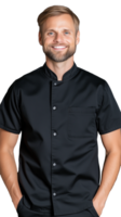 Smiling man in black shirt on transparent background png