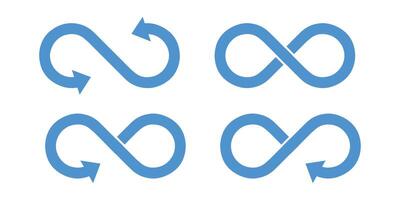 Simple flat green infinity symbols. Design elements for unlimited infinity, endless, eternity, loop, discontinuation, and repetition concepts. vector