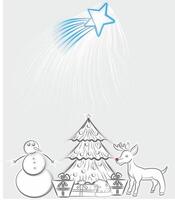 Christmas postcard and happy new year vector