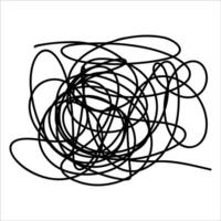 Scribble chaotic thin line. Doodle chaotic scribble line, curls, swirl, twirl, flourishes, chaotic lines. Simple vintage chaotic scribble line element isolated on white background. Hand drawn line vector