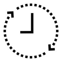 Clock circular icon in line style, clock hand. Circular icon for time tracking at work with timestamps. Use line circular icon on web site design, presentation, app, UI. Circular icon line art logo vector