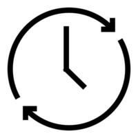 Clock cycle icon in line style with arrows, clock hand. Clock cycle icon for time tracking at work. Use pixel perfect line cycle icon on web site design, presentation, app, UI. Cycle line art logotype vector