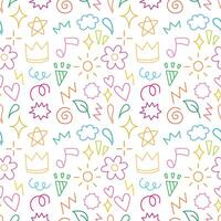 Doodle and abstract hand drawn cartoon with colorful line for illustration. Element of sun flower star music party vector