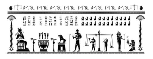 detailed book of the dead with funerary formulas and spells, papyrus hieroglyph vector