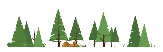 Triangle pine tree landscape icon set, collection of nature panorama illustrations vector