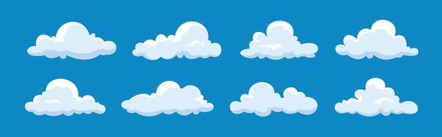collection of puffy white cloud illustrations with gradation vector