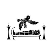 khet, symbol of the physical body, the bird and the king of the Middle East are lying down vector