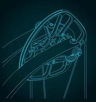 Compound bow cam close-up drawing vector