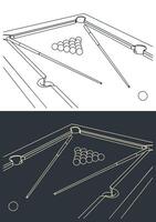 Pool table close up illustrations vector