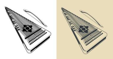 Psaltery ancient multi-stringed musical instrument vector