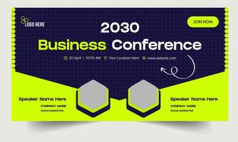 Digital business yearly conference digital webinar banner template design, online meeting banner design, talk show banner design, editable eps 10 file format vector