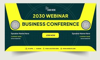 Business yearly conference digital webinar banner template design, online meeting banner design, talk show banner design, editable eps 10 file format vector