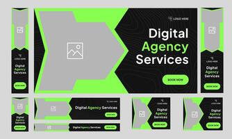 Digital agency web set banner design for social media post, startup business web bundle banner design, customizable eps 10 file format vector