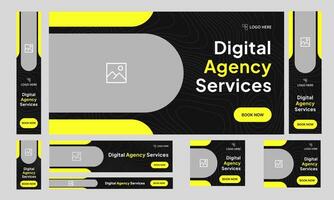 Trendy digital agency web set banner design for social media post, digital marketing web bundle banner design, fully customizable eps 10 file format vector