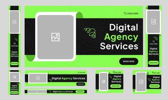 Digital creative agency web set banner design for social media post, digital marketing web bundle banner design, web banner design, fully customizable eps 10 file format vector
