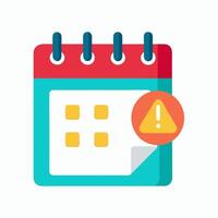 Calendar deadline or event reminder notification icon notice, flat cartoon agenda symbol with selected important day and notice message isolated vector