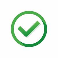 Checkbox checked tick box poll vote round circle icon symbol, check mark green checkmark isolated on white background, checked icon or correct choice sign, pictogram vector