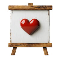 3D Heart on Easel on Transparent Background png