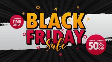 black friday sale banner with red and black text vector