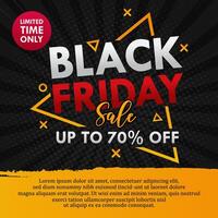 black friday sale banner with text and geometric shapes vector