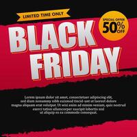 black friday sale banner with red and black background vector