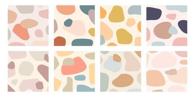 Collection of abstract organic shapes patterns. Modern texture of pastel colorful wallpaper vector