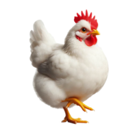 White Chicken with Red Feathers on Transparent Background png