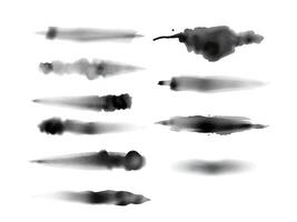 Black Watercolor Tapered Blobs and Strokes vector