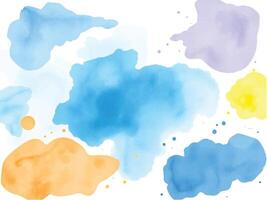 Abstract watercolor design featuring blobs in blue, purple, and yellow tones, perfect for creative and artistic projects. vector