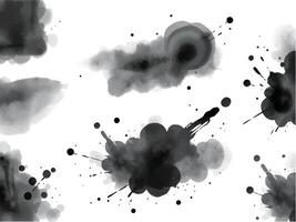 Black Ink Watercolor Splashes and Circles vector