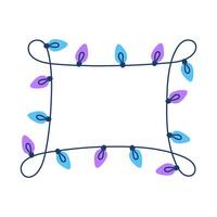 Hand drawn illustration of Christmas lights for creating festive designs. Decorative frame vector