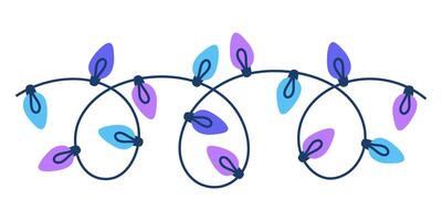 Hand drawn illustration of colorful Christmas lights for creating festive designs. Decorative border vector