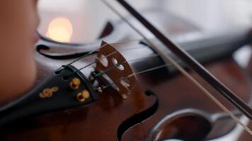 ein schließen oben von ein Violine Spieler spielen das Instrument video