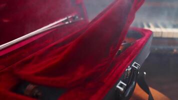 A red suitcase with a red cloth on top video