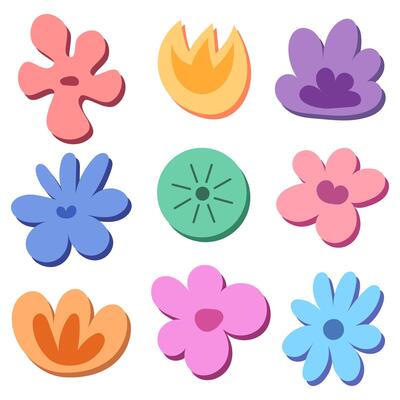 A collection of colorful flowers with the word flower on the bottom