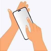 Smartphone Touchscreen Using Hand Blank Display Illustration vector