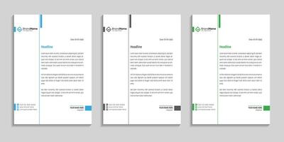 letterhead template design with minimal and simple line art and shape in three color variation to use for any business vector