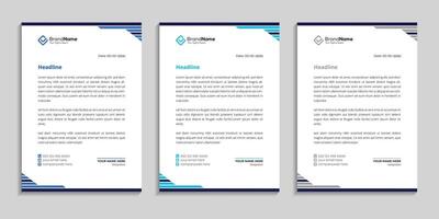 letterhead template design with minimal and unique design style to three color variation vector