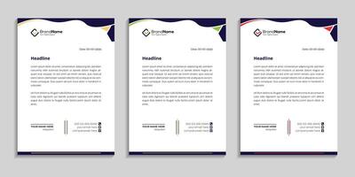 letterhead template design with wave style in color variation to use for business vector