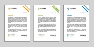 letterhead design template with three color variation use to company business vector