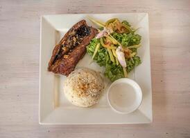 Grilled Tuna Belly with Rice and Salad, a delicious and healthy Filipino meal photo