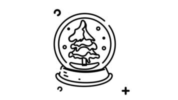 Snow globe with tree line animated icon. Motion graphic animation winter themed video