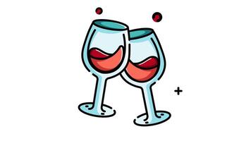 Wine animated icon. Motion graphic animation happy new year themed video
