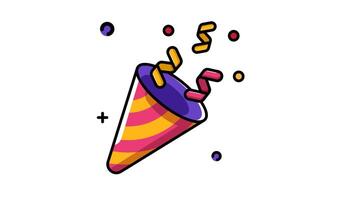Confetti popper animated icon. Motion graphic animation happy new year themed video