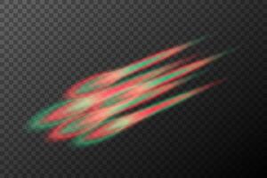 a red and green light trail on background vector