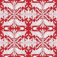 a red and white pattern with a floral design vector