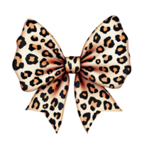 A stylish bow features a leopard print pattern, showcasing a combination of tan and black spots. cutouts png