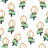 a pattern with orange and green leaves vector