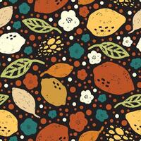 lemon and orange seamless pattern vector